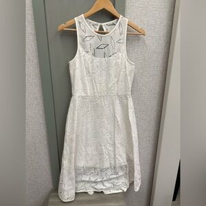 White House Black Market Geometric White High Low Dress